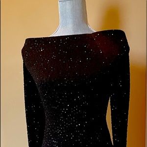 Off shoulder glitter gown